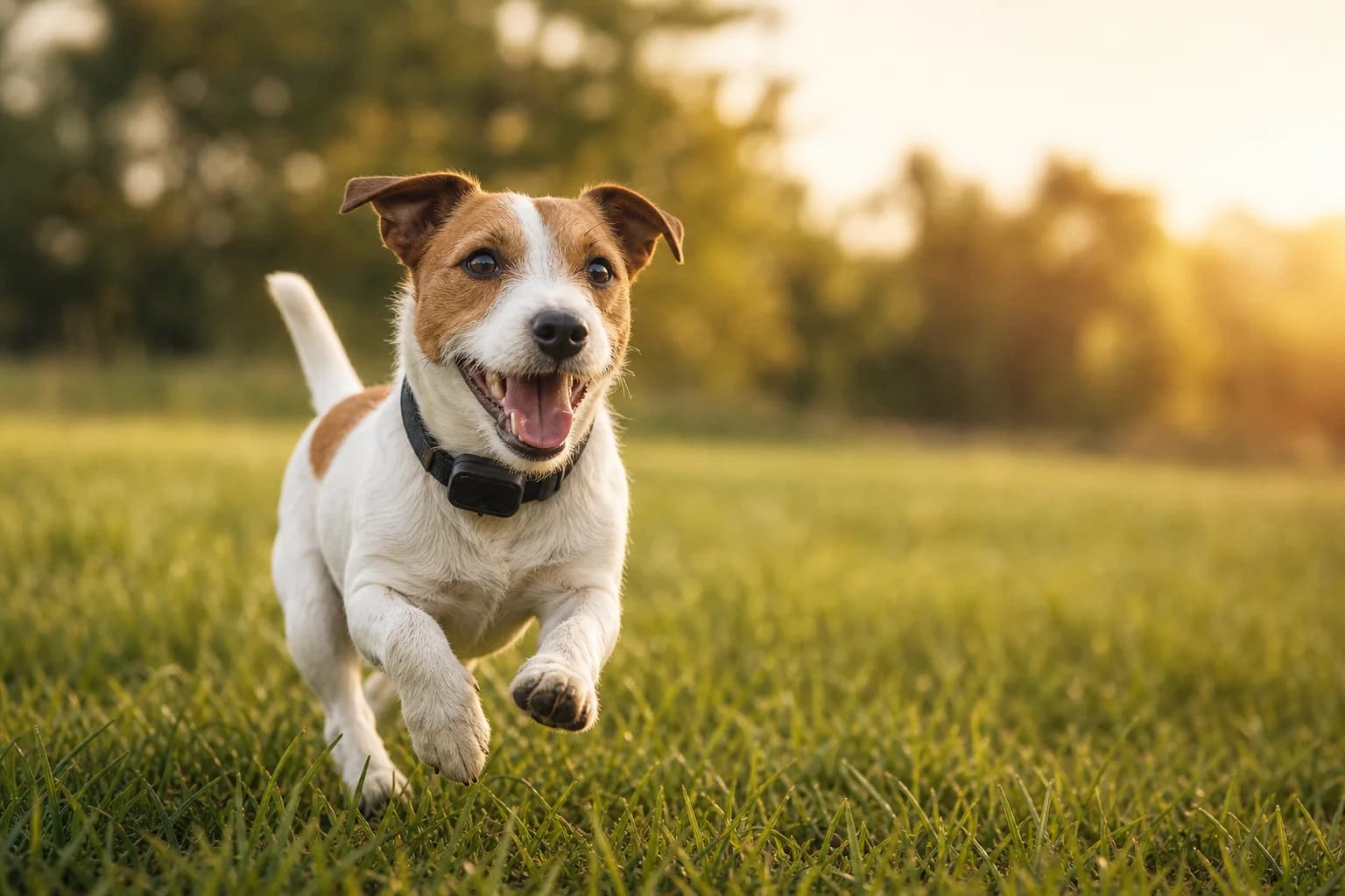 Happy dog wearing Scout Collar