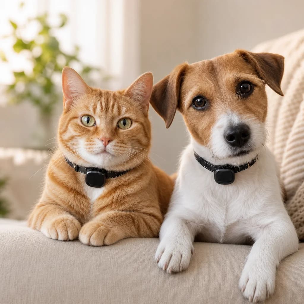 Cat and dog wearing Scout Collar